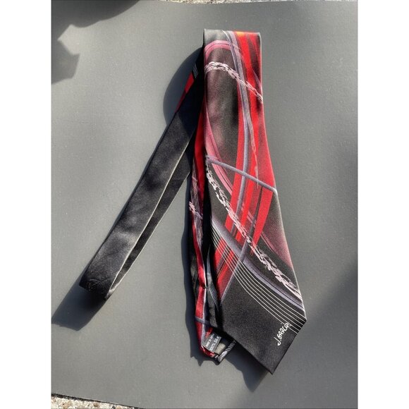 J. Garcia Men's Necktie Black Red Curves And Lines Collectors Edition AP #2013‎